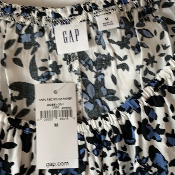 Gap white and blue and black floral peplum top - Picture 6 of 7